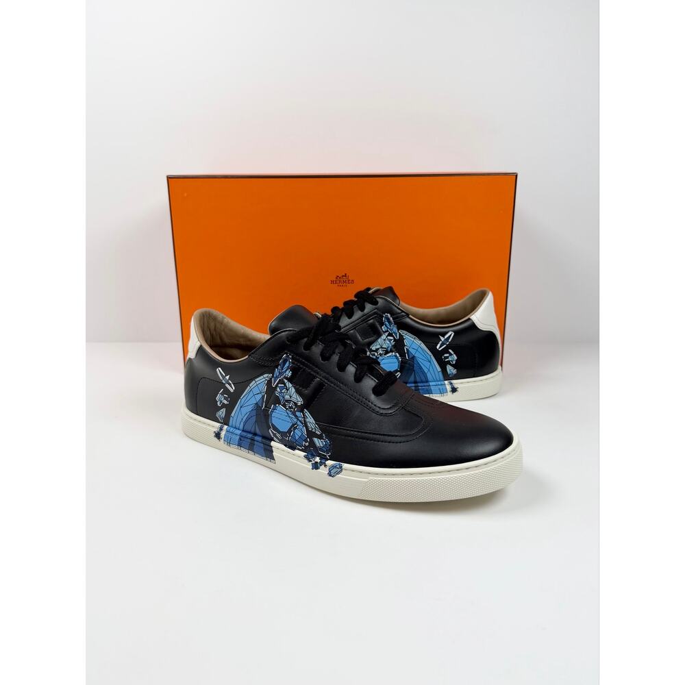 Size 8.5 - Hermes Quicker Leather Sneakers NEW - Picture 2 of 12